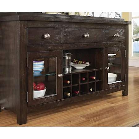Casual Dark Ash Buffet with Removable Wine Rack